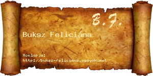 Buksz Feliciána névjegykártya